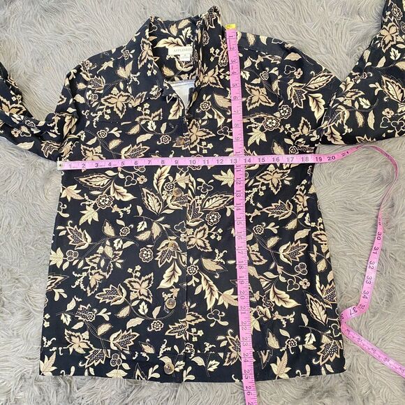 Appleseeds Women’s Tapestry Floral blazer bomber Jacket Button Brown denim M - Picture 10 of 12